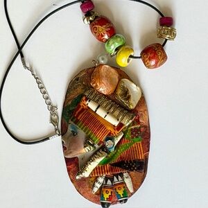Colorful Beaded Handmade Portrait Necklace